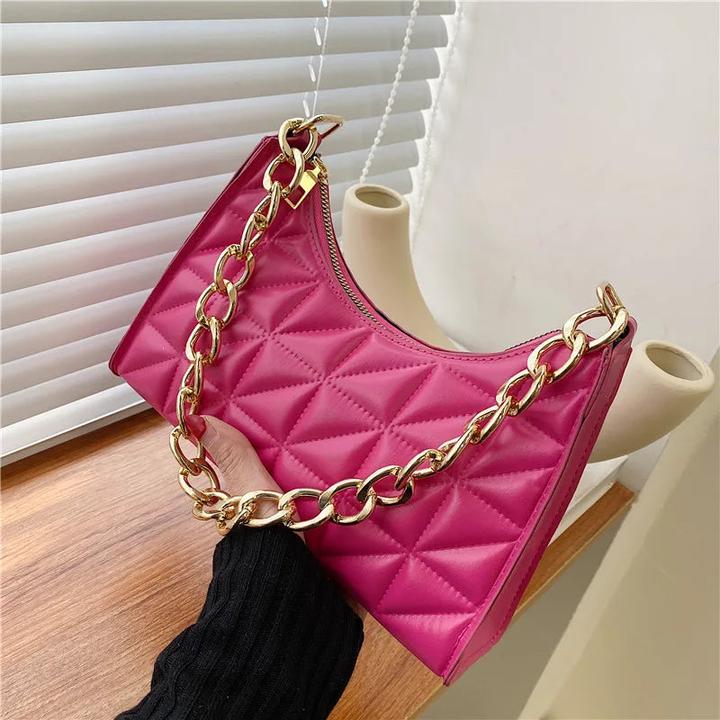 Only-Bags.Store Diamantmuster Umhängetasche PU-Leder Solide Farbe Nische Kette Handtasche Mode Unterarm
