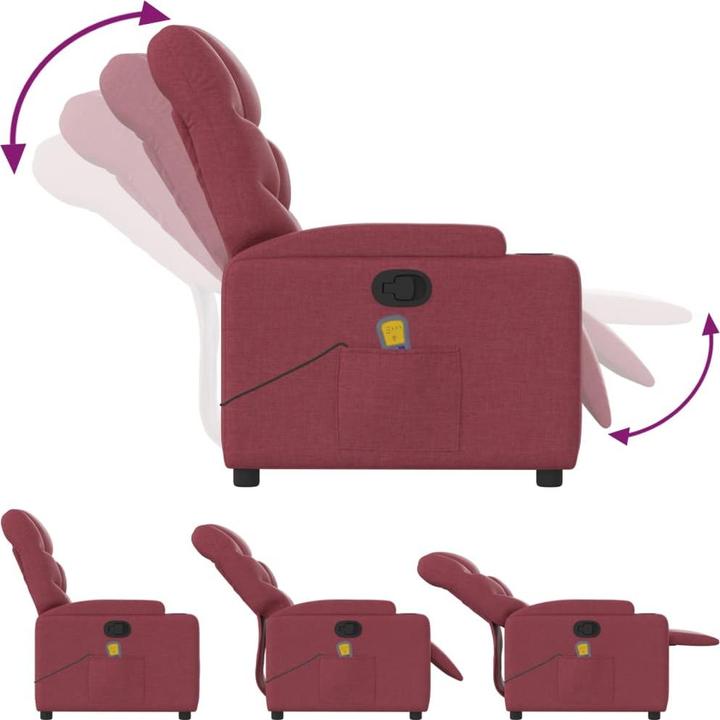 Actual product image VidaXL Massage chair wine red fabric,Colour: Wine red,Material: Fabric
