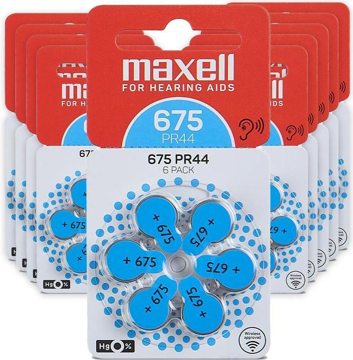 Produktbild Maxell 675 (PR44) - 60 Hörgerätebatterien (60 Stk., A675, 620 mAh)