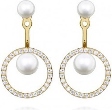Produktbild Silver Cat Decent gold-plated earrings with zircons and pearls 2 in 1 SC502