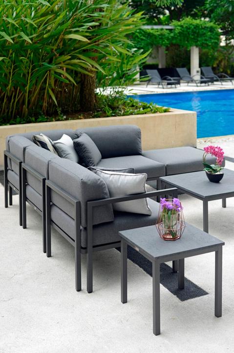Actual product image Jardin Confort Arolla Coussin déco Outdoor 40x40cm laminé gris clair (40 x 40 x 12 cm)