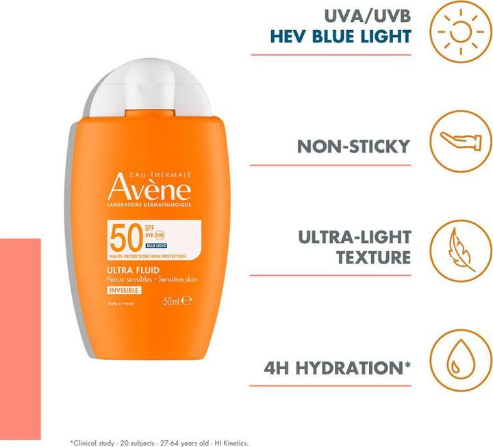 Produktbild Avène Ultra Fluid Invisible (Sonnencreme Gesicht, SPF 50, 50 ml, 68 g)