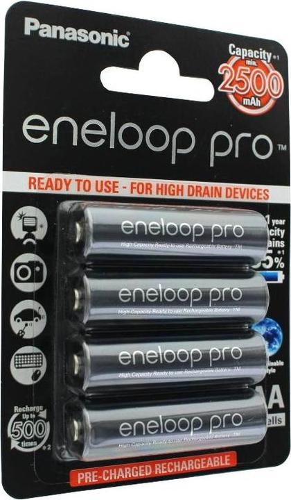Image du produit Panasonic Batterie XX Technology HR-3UWX min. 2500mAh et boîtier de batterie de (4 pcs, AA, 2500 mAh)