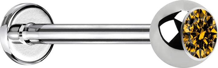 Actual product image Star Piercing Micro Labret silber mit Kugel und Kristall topaz (without brass, Surgical steel 316L)