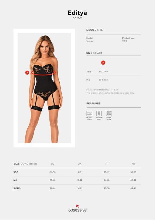 Actual product image Obsessive Corset with suspenders Editya- black (M/L)