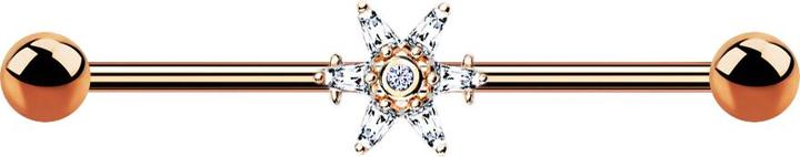 Image du produit Star Piercing Barbell rosegold mit Prinzessin (Acier chirurgical 316L, Laiton)