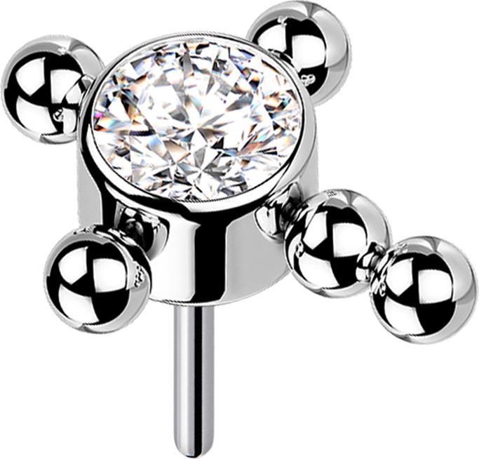 Produktbild Star Piercing Threadless silber Kreuz Kugeln Kristall silber (Chirurgenstahl 316Lohne Messing, Titan G23ohne Messing)