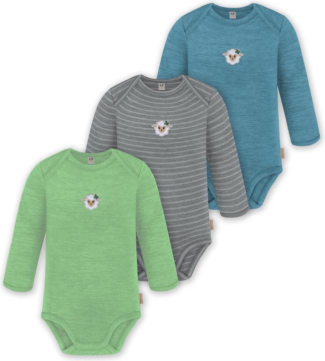 Normani 3er Pack Baby Merino Body Langarm „Auckland" - 9375