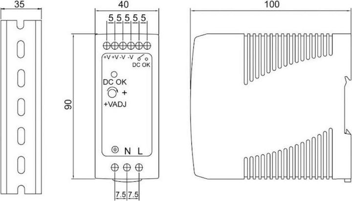 Actual product image MeanWell Mean Well DIN Rail Power Supply