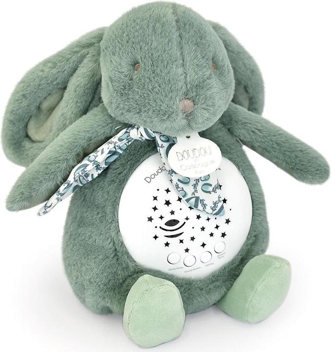 Actual product image Doudou et Compagnie Night light stars & music, rabbit sage green 19cm