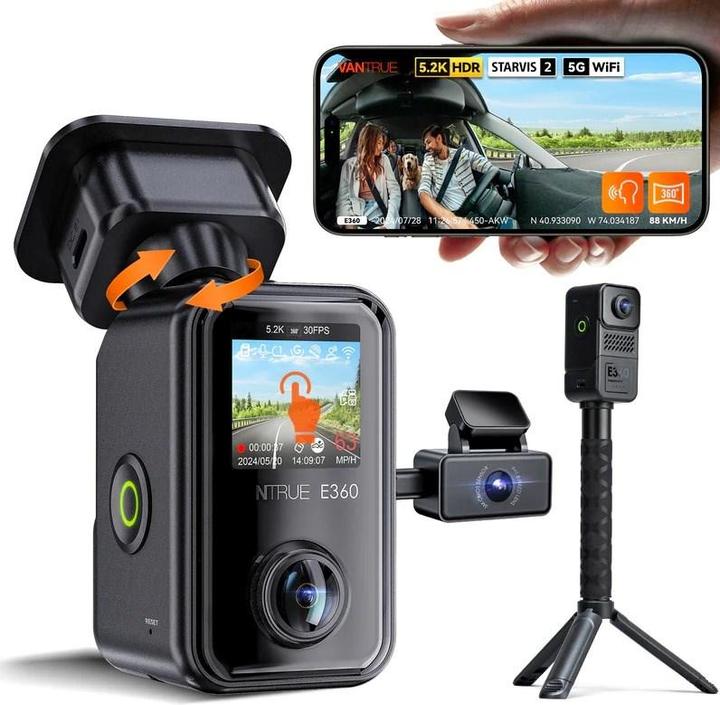 Immagine prodotto Vantrue E360 ACE LTE 3CH (WiFi, Microfono incorporato, Ricevitore GPS, Accelerometro, Display integrato, Full HD)