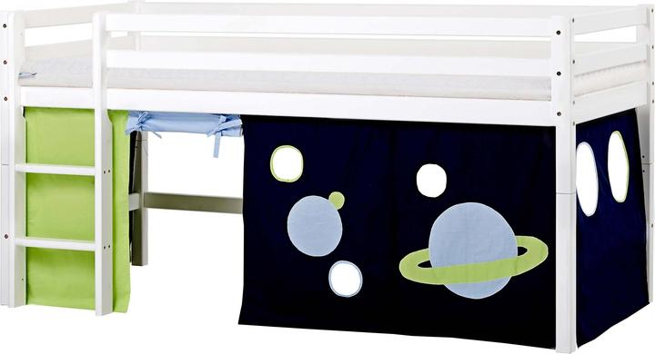 Produktbild Hoppekids BUNDLE BASIC Halbhochbett 90x200cm mit Weltraum Vorhang und ECO Dream Matratze (90 x 200 cm)