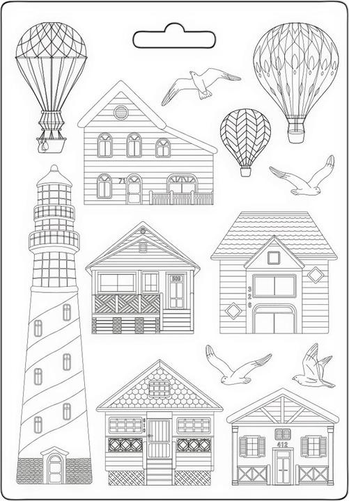 Immagine prodotto Stamperia Stampo texture 3D "Sea Land - Case e Faro", A4