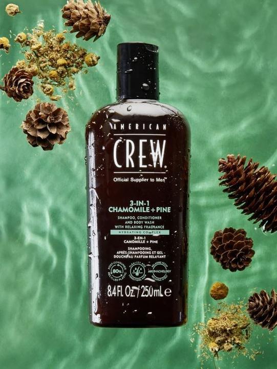 Produktbild American Crew 3-in-1 Chamomile & Pine Shampoo, Conditioner & Body Wash (450 ml, Flüssiges Shampoo)