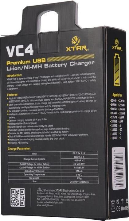Image du produit Xtar VC4SL (1 pcs, 14500, 16340, 18500, 18650, 21700, 26650, AAA, AA, Batterie)