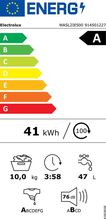 Energie-Label Electrolux WASL2IE500 (10 kg, Links)