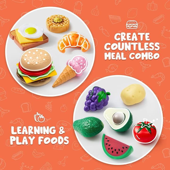 Image du produit Activity Board 50 pièces enfants en plastique Jouer jouets alimentaires, faux aliments, cuisine playset