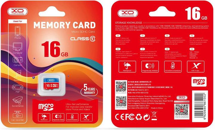Produktbild xO memory card 16GB microSDHC cl. 10 (16 GB, microSDHC)