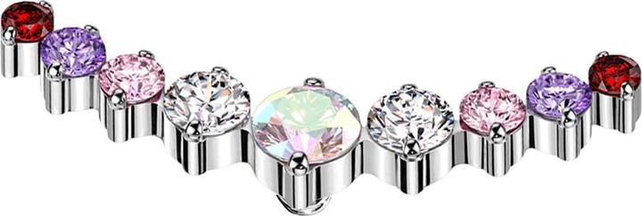 Immagine prodotto Star Piercing Ancora dermica curva in argento con nove cristalli rotondi colorati (Titanio G23, senza ottone)