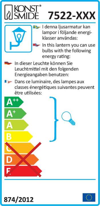 Energie-Label Konstsmide Aussenwandleuchte Halogen GU10 (GU10, IP54)