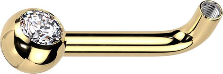 Immagine prodotto Star Piercing Asta per bilanciere L curva placcata oro con filettatura interna da 1,2 mm con sfera di cristallo (senza ottone, Titanio G23)