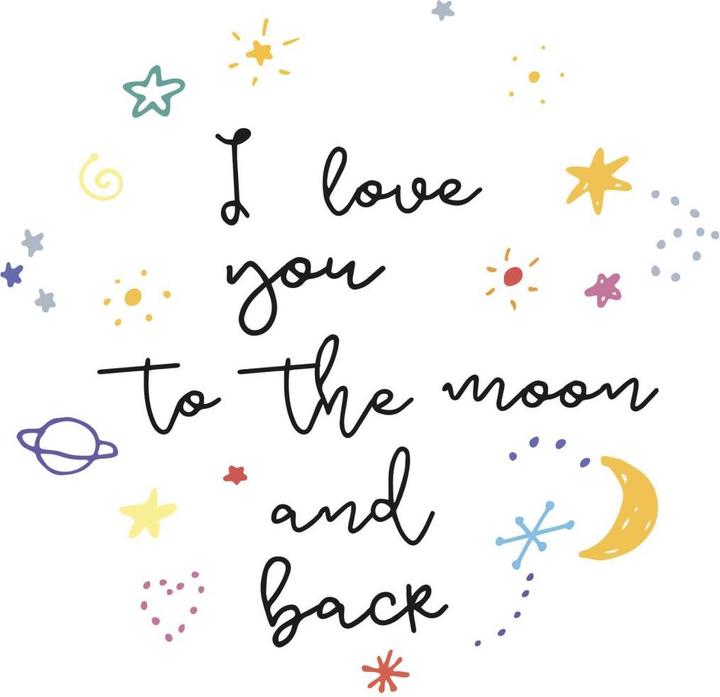 Produktbild Trenddeko Doodle Space I love you to the moon and back (83 x 80 cm)