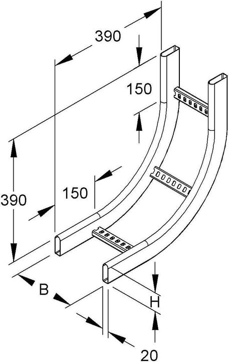 Image du produit Niedax NIE KRCS60.425F Échelle à crinoline 90° verticale, avec barreaux C jaunes 60x400mm