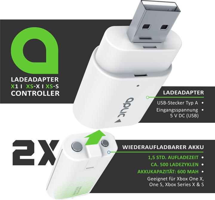 Image du produit Aplic Chargeur pour Xbox One Controller et Series Gamepad, station de charge de batterie, 2 batteries de (Xbox One S, Xbox Series S)