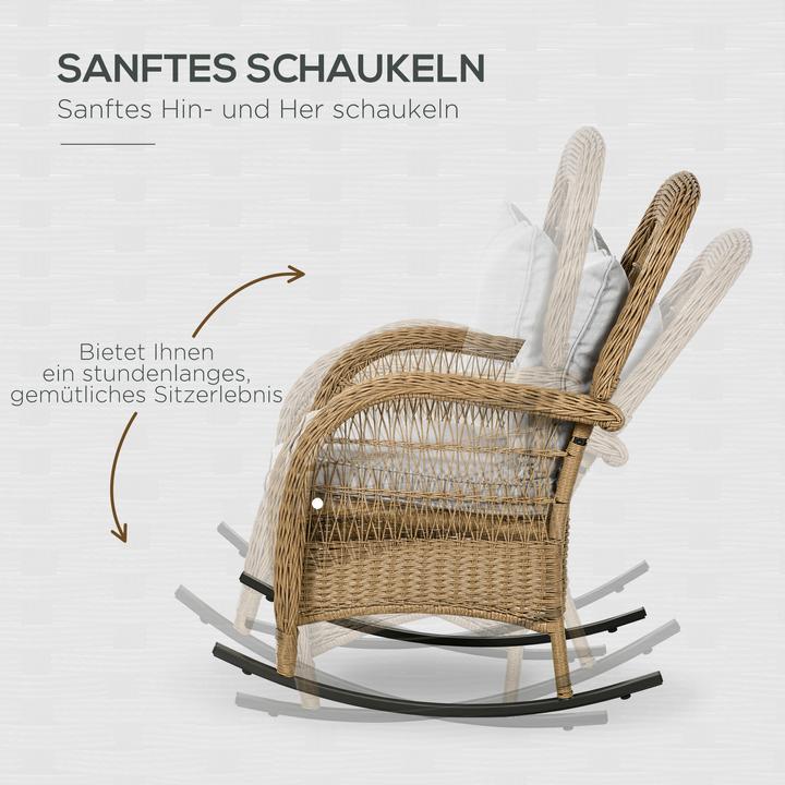 Immagine prodotto Outsunny Sedia a dondolo in rattan con cuscino di seduta