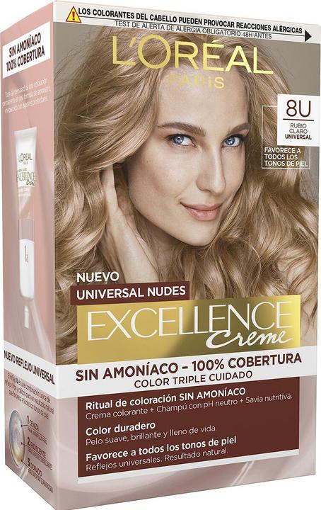 L'Oréal Paris Excellence Creme Universal Nudes 8U Hellblondes Haarfärbemittel (Nº 8.0-rubio claro)