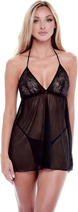 Image du produit Baci XGEN Eco Lace And Mesh Chemise - Black-M/L - Chemise élégante et durable en dentelle et maille en (M/L)