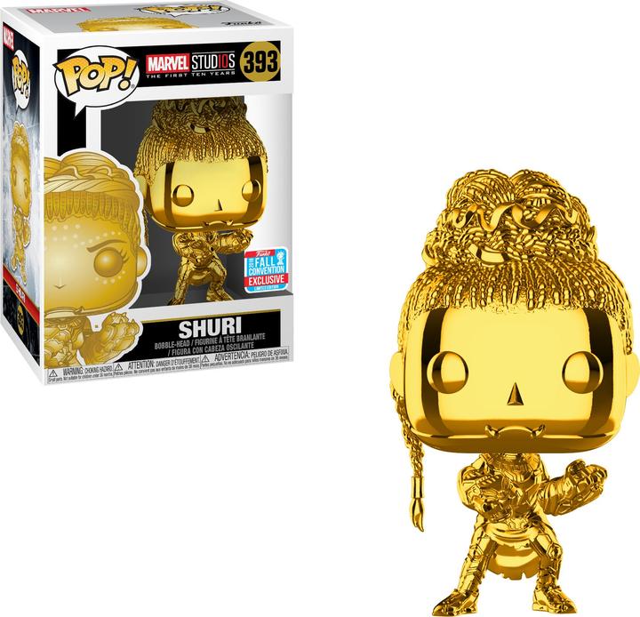 Actual product image Funko Pop NYCC 2018 Marvel Studios The First Ten Years Shuri Gold Chrome Limited Edition