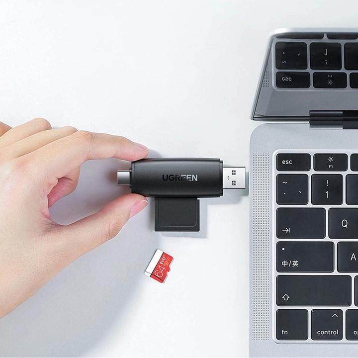 Image du produit Ugreen CM304 USB + USB-C Adapter Lecteur de cartes SD + microSD (noir) (USB-C)