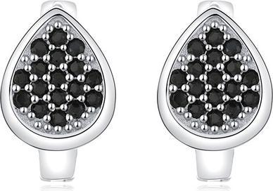 Actual product image Moiss Glittering silver earrings withack zircons E0000210 (L)