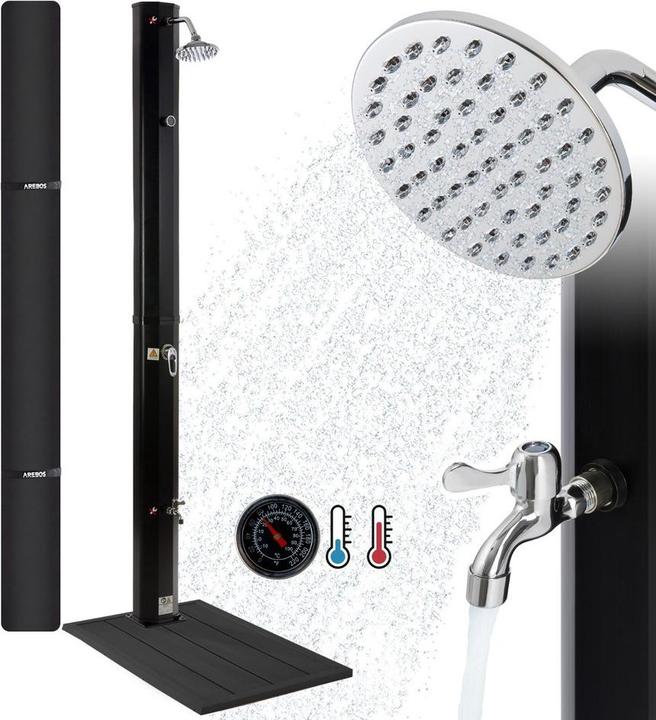 Immagine prodotto Arebos Solardusche mit Bodenplatte 35 L - Anthrazit