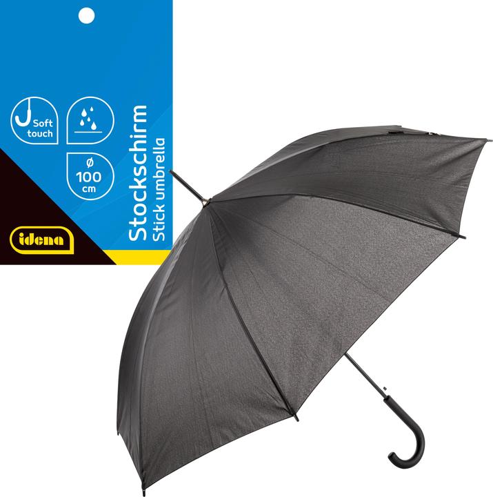 Produktbild Idena Stockschirm schwarz Ø100cm Soft-Touch-Designgriff