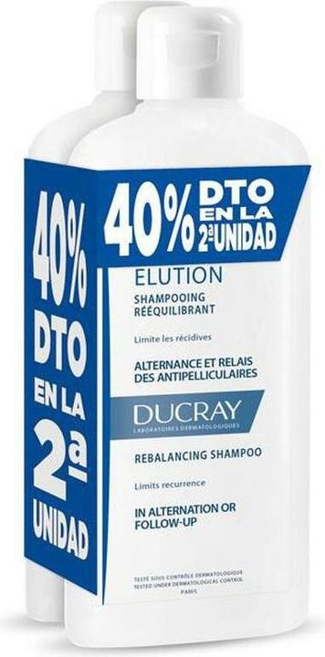 Ducray ELUCION champú reequilibrante anticaspa promo 2 x 400ml (400 ml, Flüssiges Shampoo)