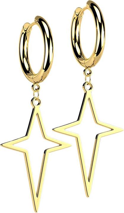 Produktbild Star Piercing Ohrring vergoldet Anhänger Sternkreuz (ohne Messing, Chirurgenstahl 316L)