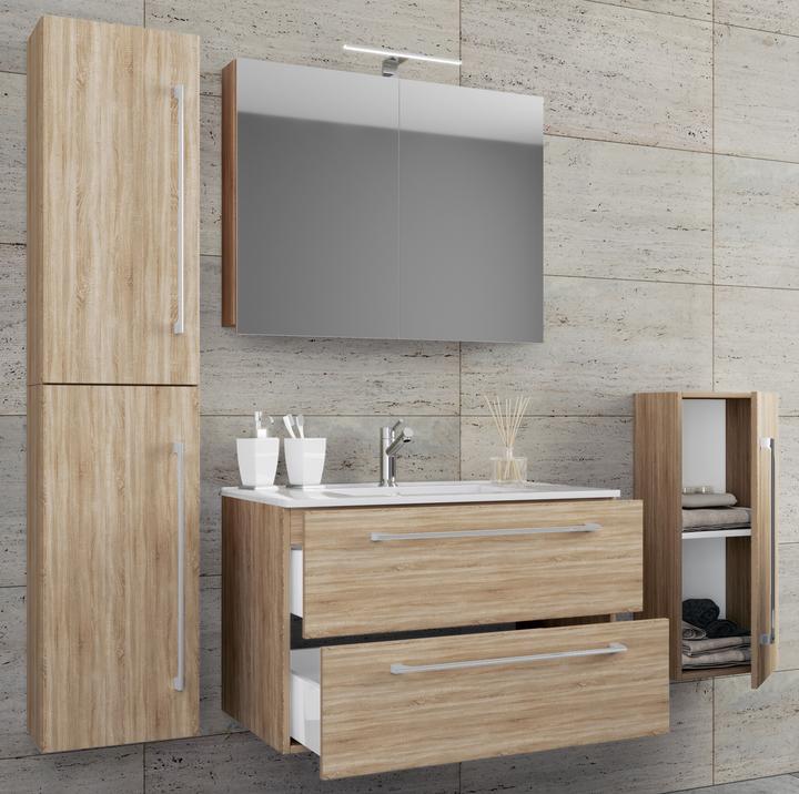 Actual product image VCM 5-piece wash place washbasin Badinos 2 drawers mirror cabinet