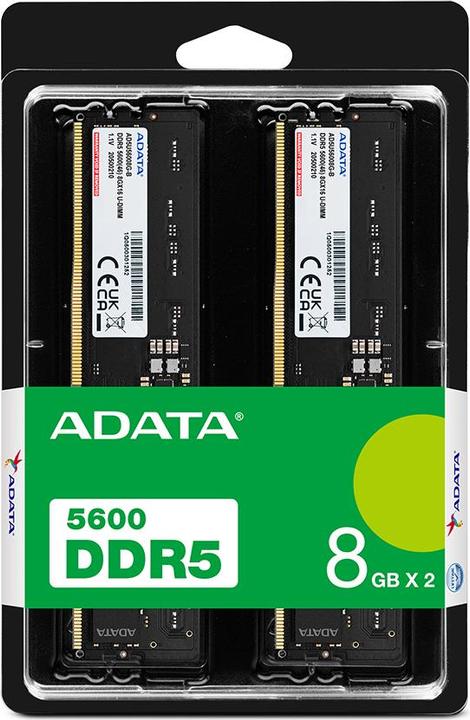 Immagine prodotto Adata DDR5 16GB 5600-46 K2 Premier Vassoio doppio (2 x 4GB, 5600 MHz, RAM DDR5, DIMM)