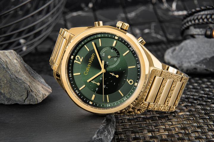 Produktbild Calvin Klein CK25200266 Force Heren Horloge - Mineraalglas - Staal - Goudkleurig - 45 mm breed - Quartz - V