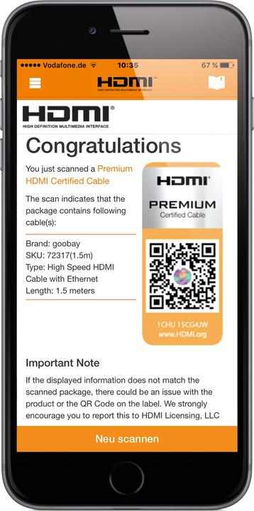 Produktbild Goobay Premium Certified High Speed HDMI mit Ethernet (6 m, HDMI)