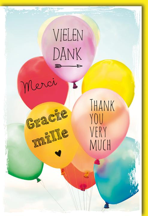 Produktbild Braun + Company Danke Karte mehrsprachig Luftballons (1 Stk.)