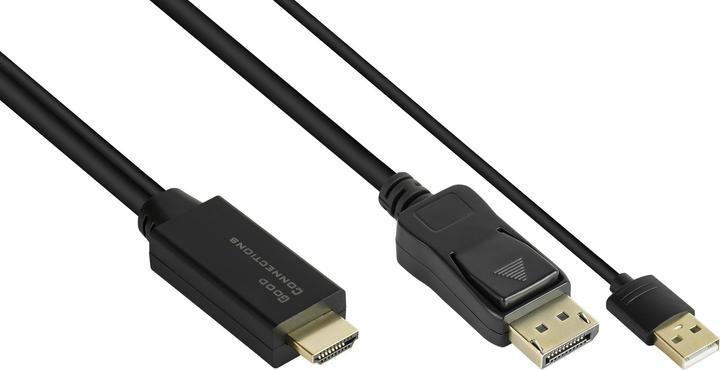 Actual product image Good Connections Adapter cable HDMI 2.0b male to DisplayPort 1.2 male, 4K @60Hz, USB Power, gold-plated contacts (2 m, HDMI)