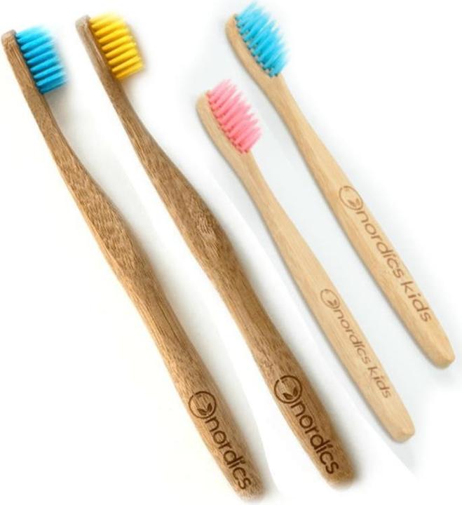 Actual product image Nordics Family Pack 4 bamboo toothbrushes soft medium (Soft)