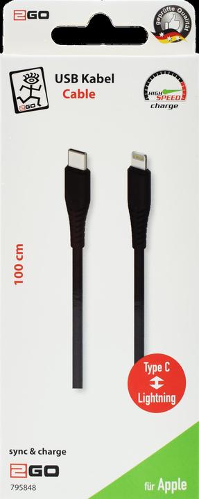 Actual product image 2GO 795848 USB Cable USB 3.2 Gen 1 (3.1 Gen 1) USB C Lightning (1 m, USB 3.2 Gen 1)
