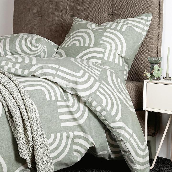 Image du produit Janine Drap de lit en cotton fin Davos 65157 vert sauge (Set de linge de lit, 135x200 cm + 80x80 cm)