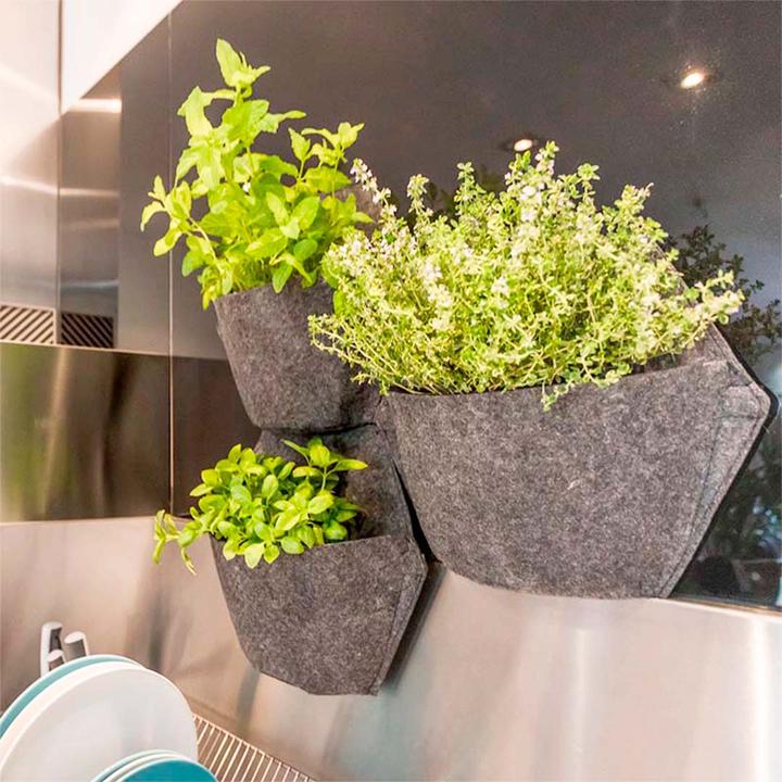 Produktbild CitySens 3 Pack Wall Planters gray planter gray textile cover