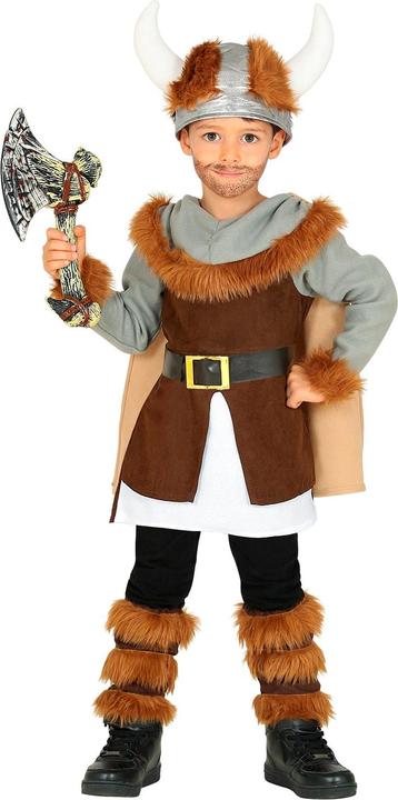 Produktbild Widmann Wikinger Kostüm Jungen Tunika mit Gürtel und Umhang, Beinstulpen, Helm (116)