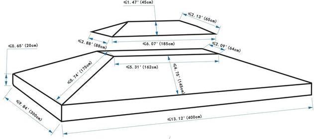Produktbild Outsunny Ersatzdach für Metall Gartenpavillon (400 cm, 300 cm)
